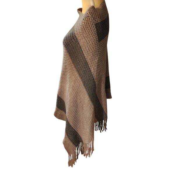 CEJON Tan Brown Knit Sweater Poncho One Size Plus - Picture 3 of 6